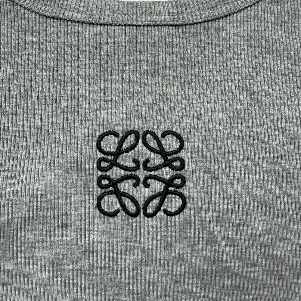 Loewe Grey Ribbed Tank Top with  Logo - Picture 2 of 5